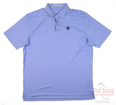New W/ Logo Mens Peter Millar Golf Polo Large L Blue MSRP $105