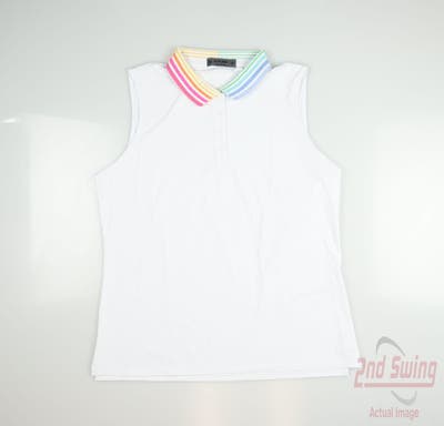 New Womens G-Fore Sleeveless Polo X-Large XL White MSRP $129