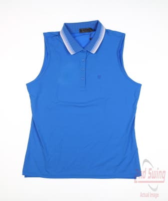 New Womens G-Fore Sleeveless Polo Large L Blue MSRP $130