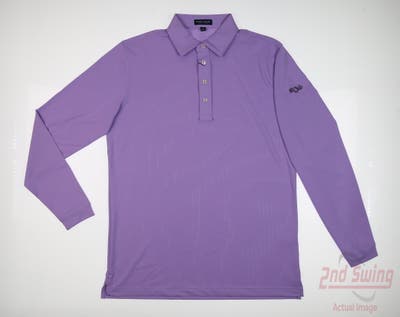 New W/ Logo Mens Peter Millar Long Sleeve Polo Large L Purple MSRP $110