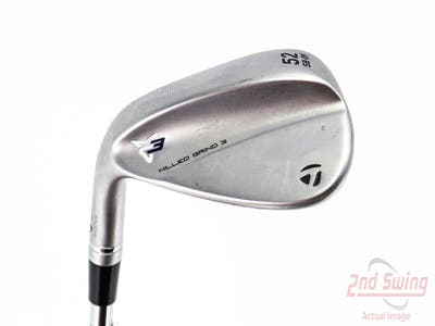 TaylorMade Milled Grind 3 Raw Chrome Wedge Gap GW 52° 9 Deg Bounce Dynamic Gold Tour Issue S200 Steel Stiff Left Handed 35.5in