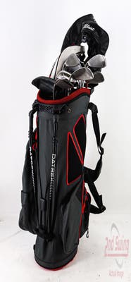 Complete Set of Men's Titleist Cleveland TaylorMade Odyssey Golf Clubs + Datrek Stand Bag - Right Hand Stiff Flex Steel Shafts