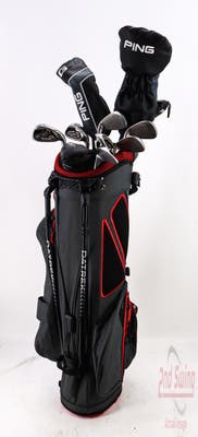 Complete Set of Men's Cobra TaylorMade Tour Edge Titleist Ping Golf Clubs + Datrek Stand Bag - Right Hand Stiff Flex Steel Shafts