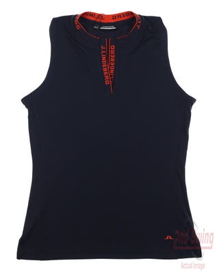 New Womens J. Lindeberg Sleeveless Polo Large L Navy Blue MSRP $113