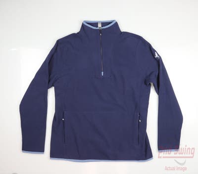 New W/ Logo Womens Peter Millar 1/4 Zip Pullover Large L Blue MSRP $150