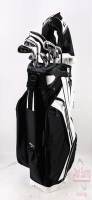 Complete Set of Men's TaylorMade Titleist Ping Odyssey Golf Clubs + Callaway Cart Bag - Right Hand Stiff Flex Steel Shafts