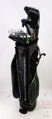 Complete Set of Men's TaylorMade Cleveland Adams Tour Edge Golf Clubs + Datrek Stand Bag - Right Hand Stiff Flex Steel Shafts