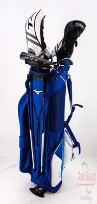 Complete Set of Men's Titleist TaylorMade Odyssey Golf Clubs + Mizuno Stand Bag - Right Hand Regular Flex Steel Shafts