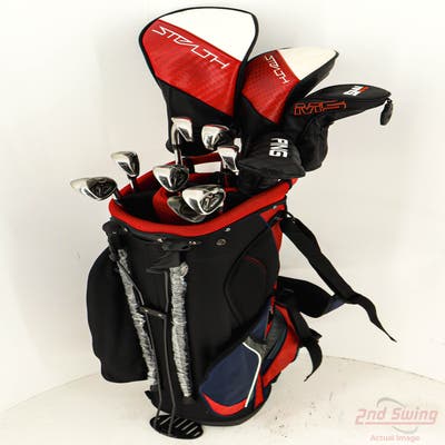 Complete Set of Men's TaylorMade Titleist Cleveland Golf Clubs + NEW Datrek Stand Bag w/Headcovers