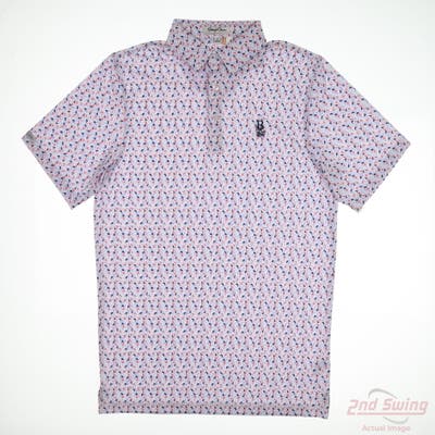 New W/ Logo Mens Straight Down Polo Small S Multi MSRP $110