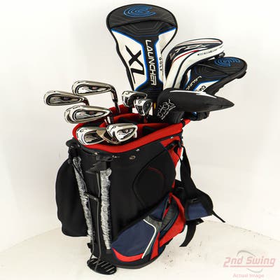 Complete Set of Men's Cleveland Wilson Titleist Mizuno Golf Clubs + NEW Datrek Stand Bag w/Headcovers