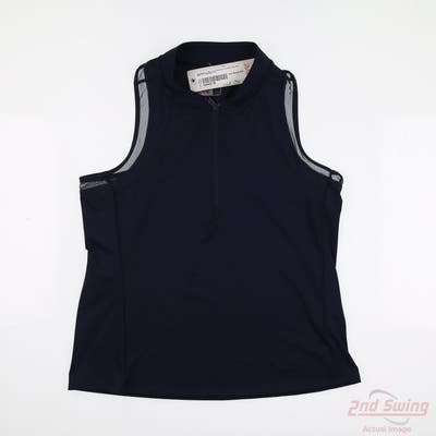 New Womens Lucky In Love Sleeveless Polo Small S Navy Blue MSRP $75