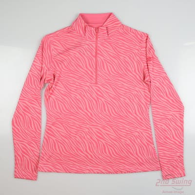 New W/ Logo Womens Straight Down 1/4 Zip Pullover Small S Pink MSRP $130
