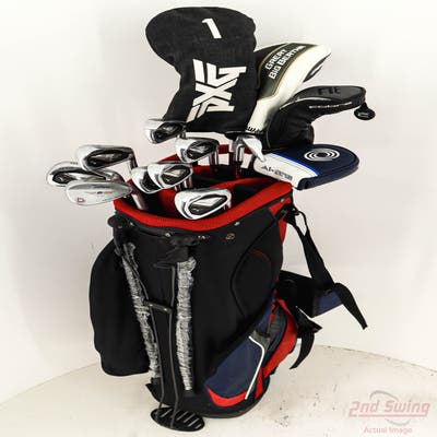 Complete Set of Men's Callaway TaylorMade Mizuno Titleist Ping Golf Clubs + NEW Datrek Stand Bag w/Headcovers