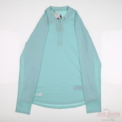 New Womens Adidas 1/4 Zip Pullover Small S Sky MSRP $50