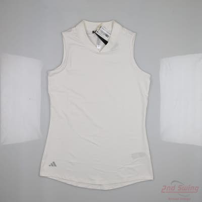 New Womens Adidas Sleeveless Polo Small S White MSRP $50