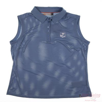 New W/ Logo Womens KJUS Sleeveless Polo Large L Blue MSRP $80