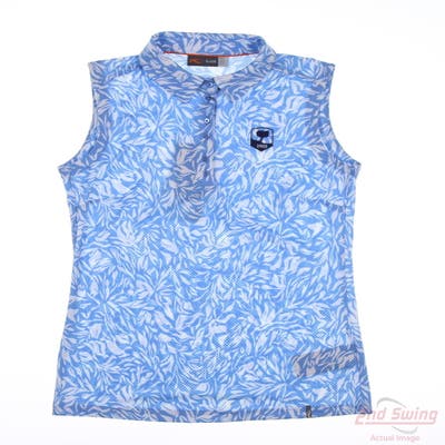 New W/ Logo Womens KJUS Sleeveless Polo Small S Blue MSRP $130