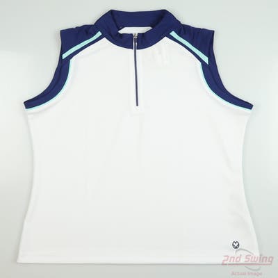 New W/ Logo Womens EP Pro Sleeveless Polo X-Large XL White MSRP $80