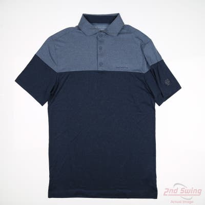 New W/ Logo Mens Travis Mathew Polo Small S Blue MSRP $100