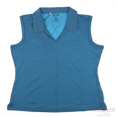 New Womens Adidas Sleeveless Polo Small S Blue MSRP $50