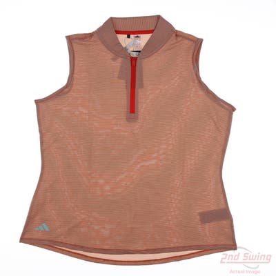 New Womens Adidas Sleeveless Polo Small S Orange MSRP $50