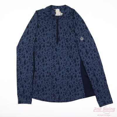 New W/ Logo Womens Adidas 1/4 Zip Pullover Small S Blue MSRP $30