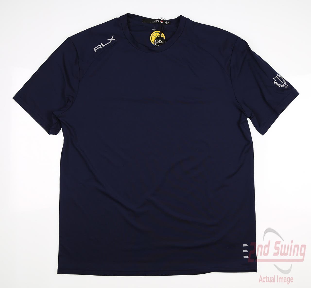 New W/ Logo Mens Ralph Lauren RLX Airflow Lux-Leisure T-Shirt Medium M Navy Blue MSRP $60