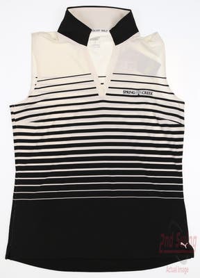 New W/ Logo Womens Puma MATTR Stripe Golf Sleeveless Polo Small S Black/White MSRP $60