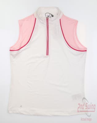 New Womens Daily Sports Golf Sleeveless Polo Large L Pink MSRP $88