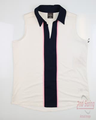 New Womens Belyn Key Sleeveless Golf Polo Small S Multi White Ink Pink MSRP $116