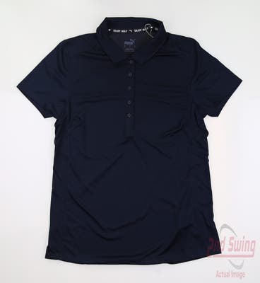 New Womens Puma Gamer Polo Small S Navy Blue MSRP $50
