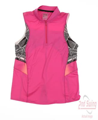 New Womens Lucky In Love Golf Sleeveless Polo Medium M Pink MSRP $70