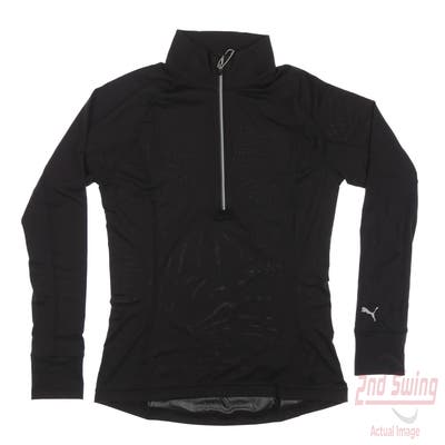 New Womens Puma 1/4 Zip Rotation Pullover Small S Black MSRP $65