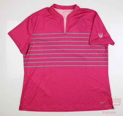 New W/ Logo Womens Nike Golf Polo X-Small XS Pink/Green MSRP $65