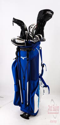 Complete Set of Men's Titleist Callaway Odyssey Golf Clubs + Mizuno Stand Bag - Right Hand Stiff Flex Steel Shafts