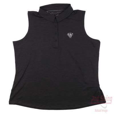 New W/ Logo Womens Under Armour Golf Sleeveless Polo X-Large XL Gray MSRP $45