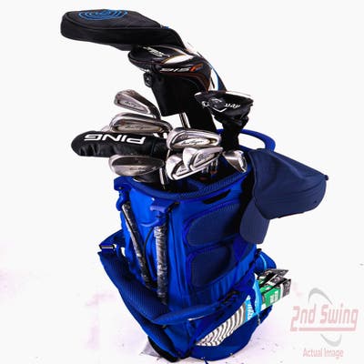 Complete Set of Men's Ping Adams Cleveland Ben Hogan Odyssey Golf Clubs + Mizuno Stand Bag - Right Hand Regular Flex Steel Shafts w/3 Golf Gloves & Hat