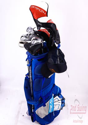 Complete Set of Men's TaylorMade Ping Mizuno Titleist Odyssey Golf Clubs + Mizuno Stand Bag - Right Hand Stiff Flex Steel Shafts w/3 Golf Gloves & Hat