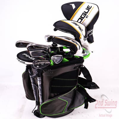 Complete Set of Men's Cleveland Adams Callaway Nike Golf Clubs + Datrek Stand Bag - Right Hand Regular Flex Steel Shafts