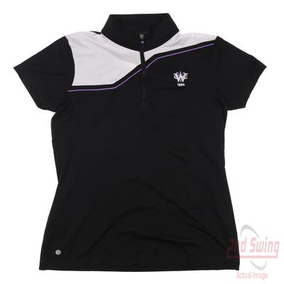 New W/ Logo Womens EP NY Golf Polo Small S Black MSRP $84