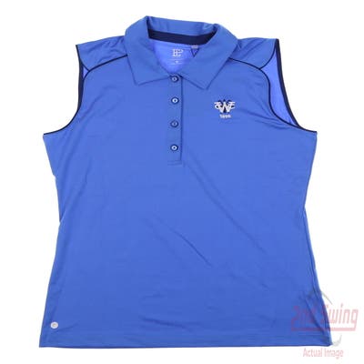 New W/ Logo Womens EP NY Golf Sleeveless Polo Small S Blue MSRP $80
