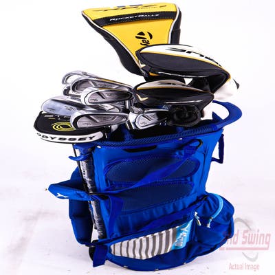 Complete Set of Men's TaylorMade Titleist Mizuno Odyssey Golf Clubs + Mizuno Stand Bag - Right Hand Stiff Flex Steel Shafts