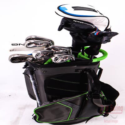 Complete Set of Men's TaylorMade Golf Clubs + Datrek Stand Bag - Right Hand Regular Flex Steel Shafts