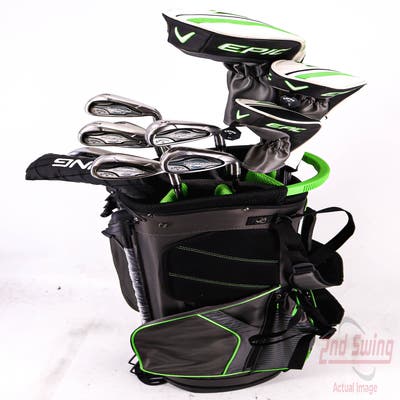 Complete Set of Men's Callaway TaylorMade Wilson Golf Clubs + Datrek Stand Bag - Right Hand Regular Flex Graphite Shafts