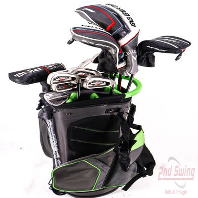 Complete Set of Men's Ping Callaway Tour Edge TaylorMade Ping Golf Clubs + Datrek Stand Bag - Right Hand Regular Flex Graphite Shafts