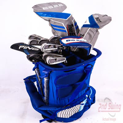 Complete Set of Men's Callaway Adams Top Flite Cleveland Golf Clubs + Mizuno Stand Bag - Right Hand Stiff Flex Graphite Shafts