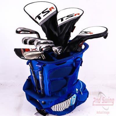 Complete Set of Men's TaylorMade Titleist Odyssey Golf Clubs + Mizuno Stand Bag - Right Hand Regular Flex Steel Shafts