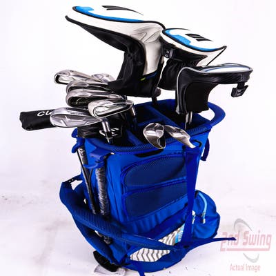 Complete Set of Men's TaylorMade Cleveland Odyssey Golf Clubs + Mizuno Stand Bag - Right Hand Regular Flex Steel Shafts