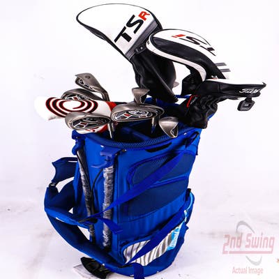 Complete Set of Men's Titleist & Ping Golf Clubs + Mizuno Stand Bag - Right Hand Stiff Flex Steel Shafts